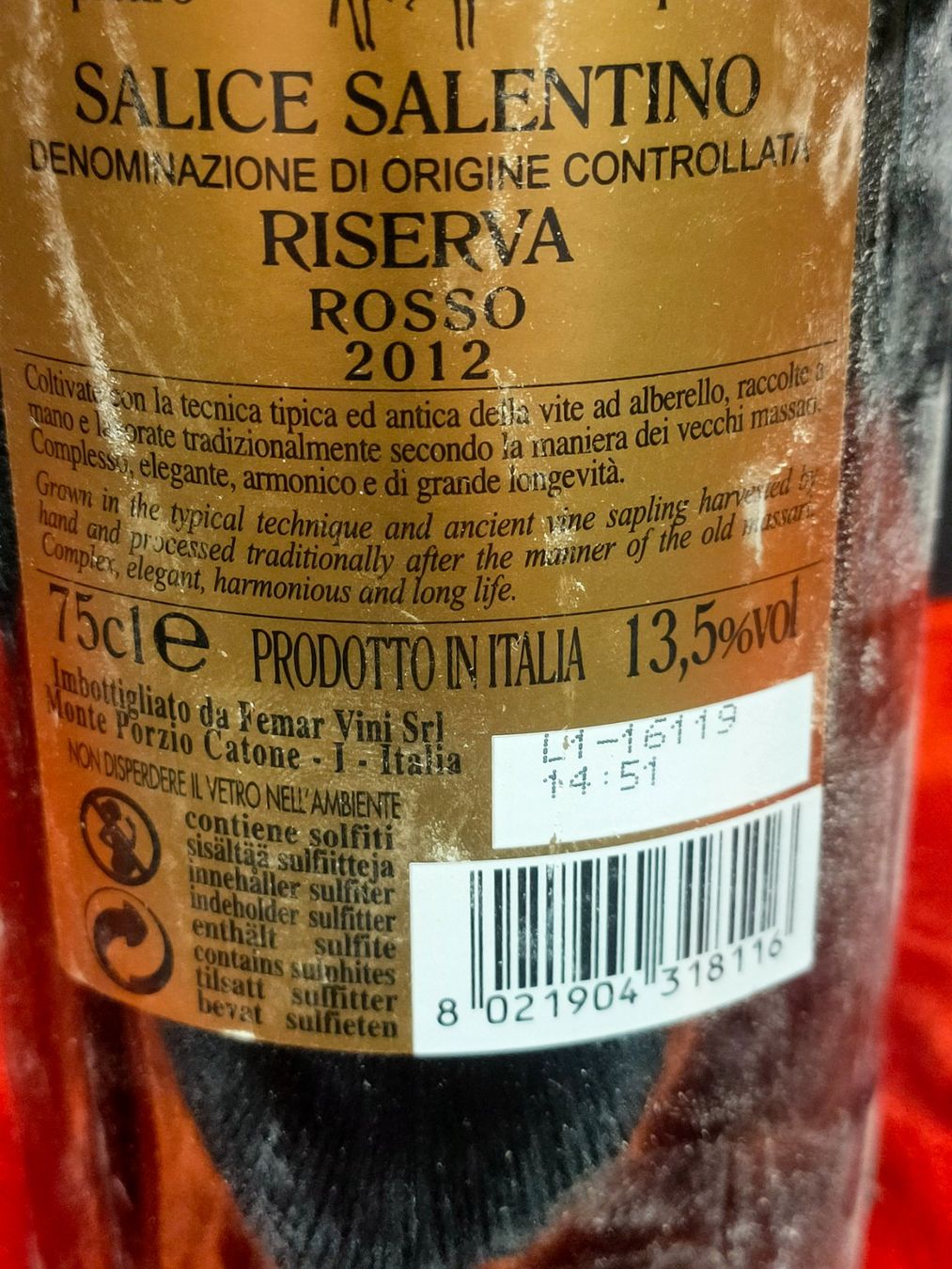 Vino: SALICE SALENTINO EPICURIO 2012 – Nuovo (secondo la descrizione) da Genève venduto da Leboucheoreilles 3