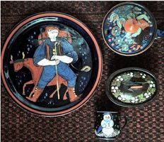 Sehr schönes Kunst-Keramik Geschirr Set, Handbemalt