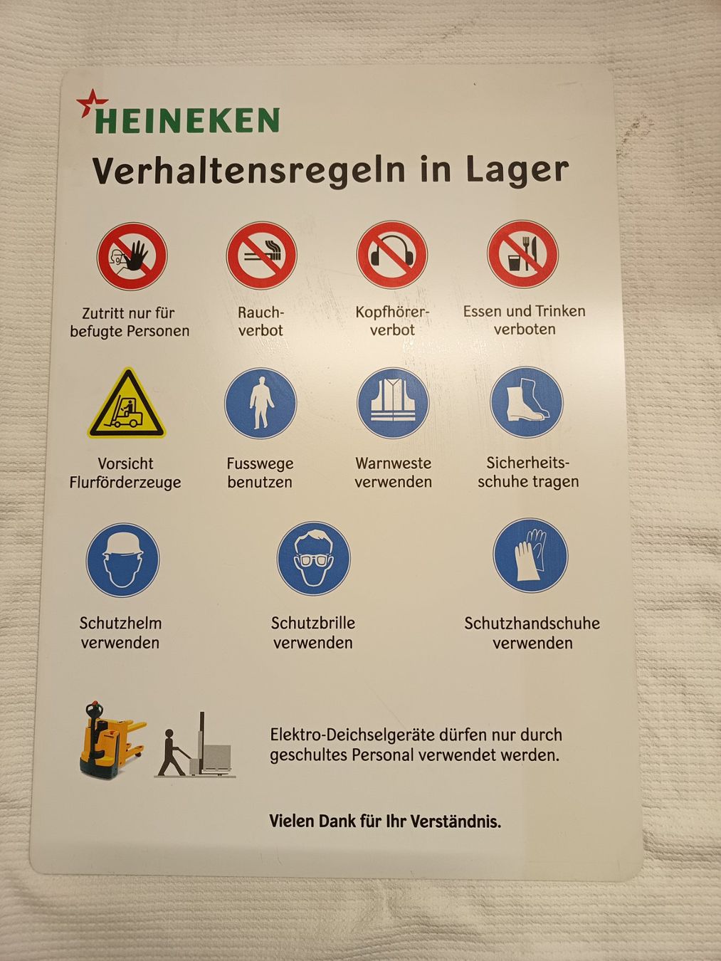 Heineken Schilder: Heineken Schild / Verhaltensregeln – Gebraucht aus Oberegg von 19franzi94