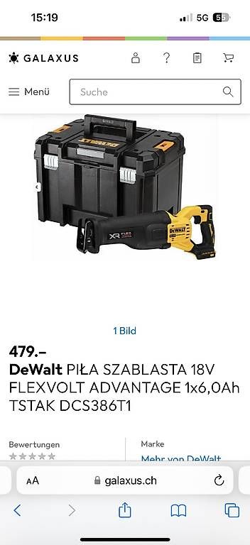 Seghe: DeWalt 18V FlexVolt Akku-Säbelsäge – Usato da Oetwil am See venduto da CarParts