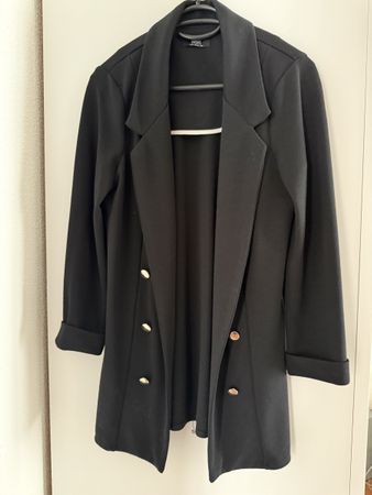 Blazer Wallis schwarz Langform Goldknöpfe Grösse 38