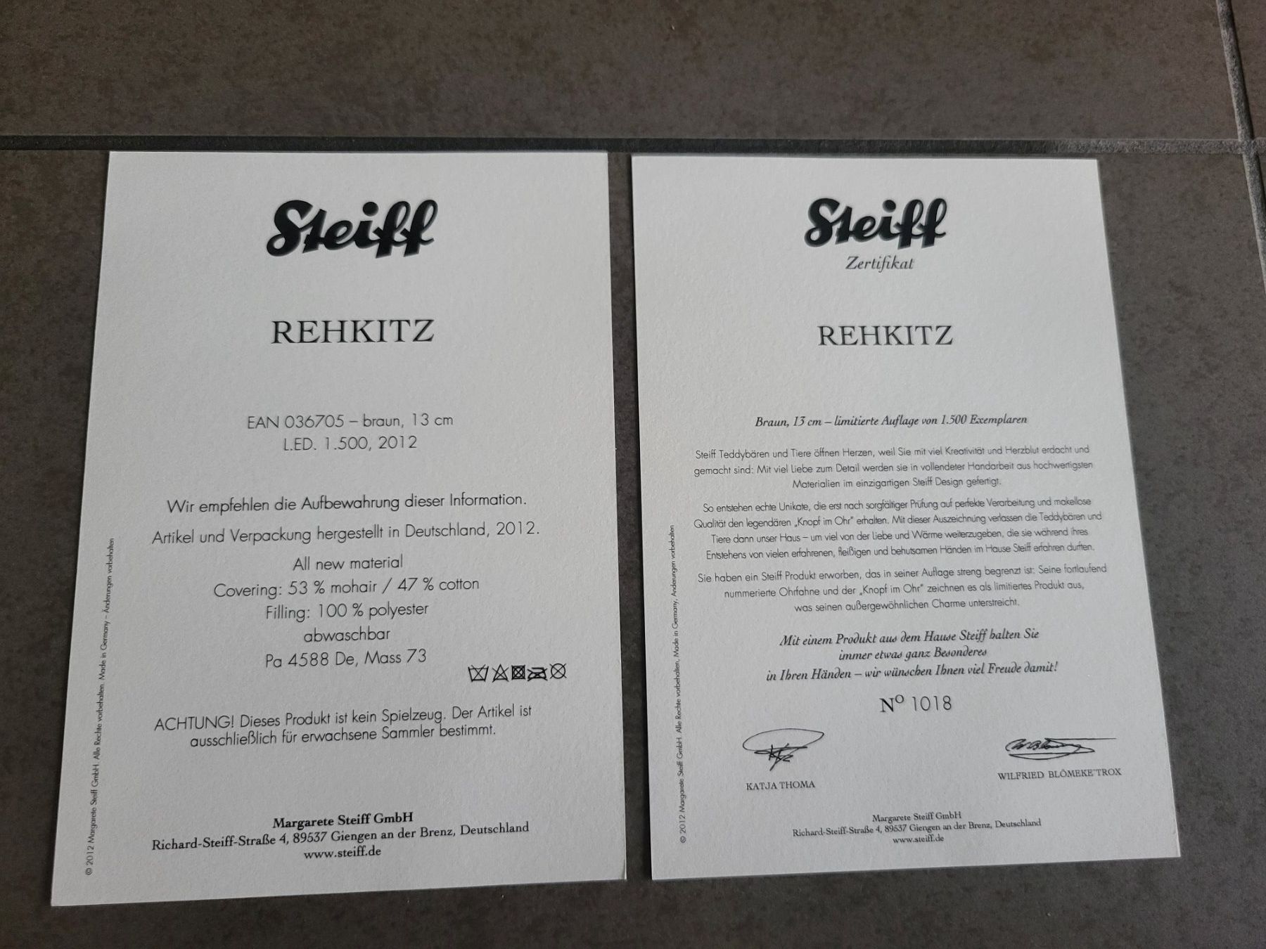 Steiff Giocattoli: Steiff Rehkitz – Nuovo (secondo la descrizione) da Zürich venduto da Orchidee 7