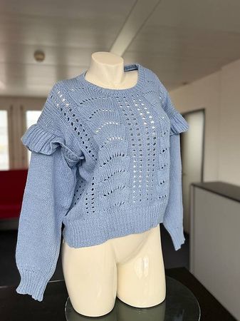Hellblauer Strickpullover mit Lochmuster Liu Jo