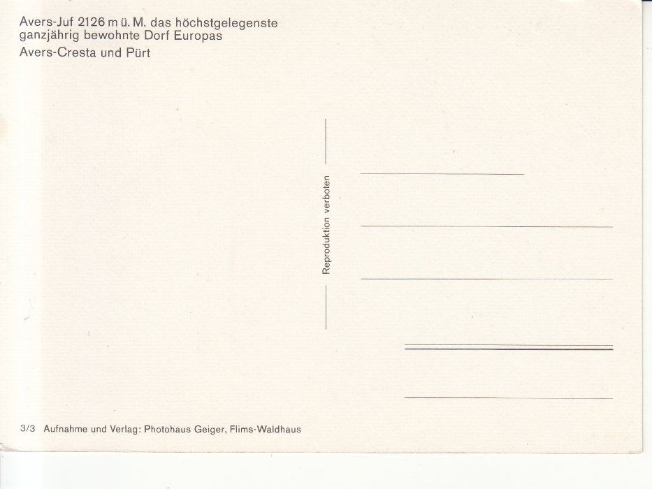 Cartoline postali: Avers Juf ca. 1970 – Usato da Bürglen TG venduto da StampGraf 1