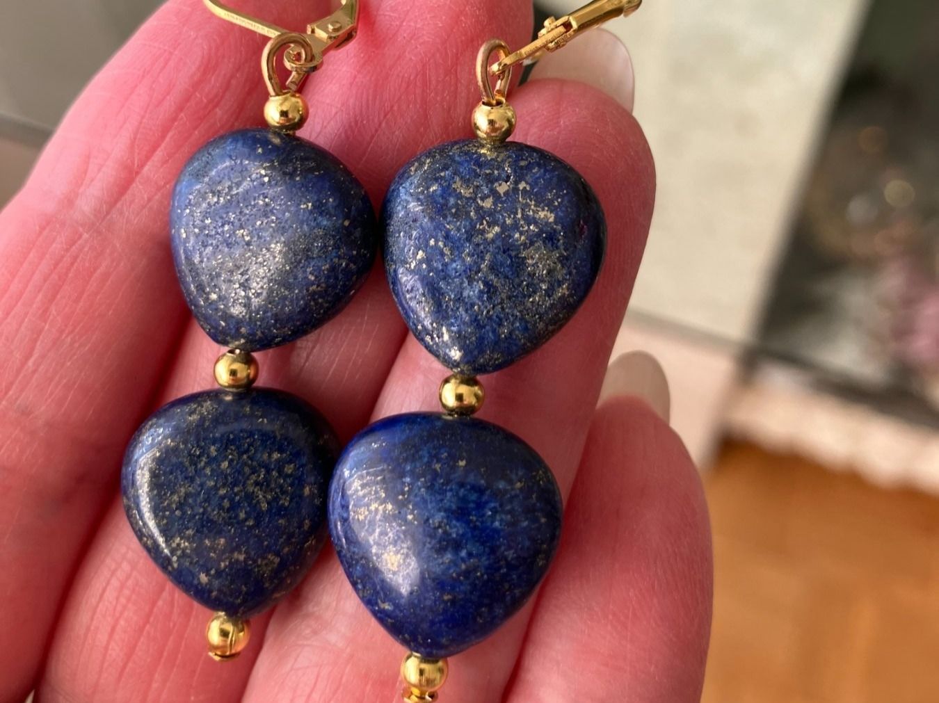 Ohrringe & -stecker: Herz Lapislazuli Ohrringe Edelstein Boucles Lapis-lazuli – Neu (gemäss Beschreibung) aus Prilly von ilyria73 3