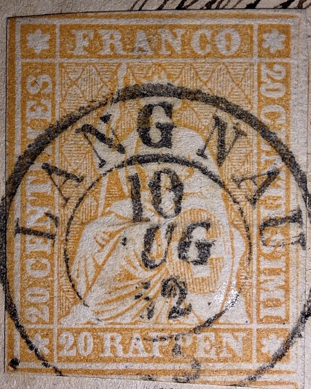 Tutti i francobolli: Strubelbrief Langnau 25G  – Usato da Balgach venduto da SIMEON27 1