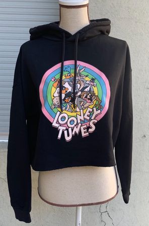 LOONEY TUNES crop top hoodie sweat-shirt court à capuche t.S