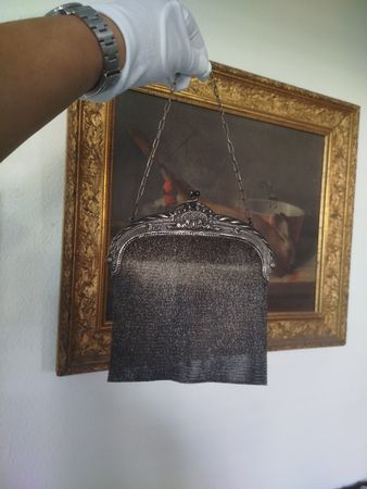Antike Abendtasche Metallgeflecht mit Bügelverschluss