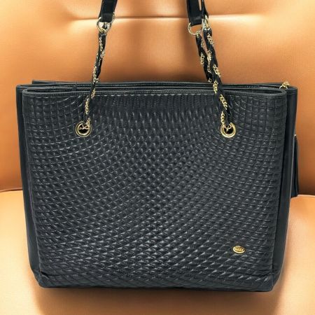 Magnifique sac fourre-tout BALLY en cuir noir matelassé