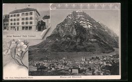 Glarus, Hotel Bahnhof, Teilansicht mit G