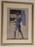 Karl Friedrich Schobinger Gouache handsigniert Bannerträger