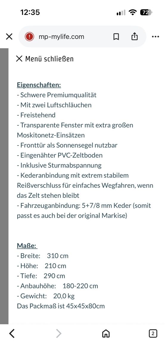 Vorzelte & Markisen: REIMO Luftvorzelt für MP oder VW – Defekt aus Chur von Paemel 9