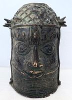seltener alter Benin Bronze Kopf Skulptur Höhe 17 cm