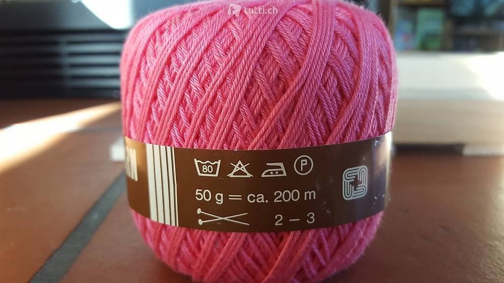 Wolle: Schulgarn pink, WEDA 100 % Baumwolle, Schweizer Qualität – Neu und originalverpackt aus Schönengrund von lia_t65g 3