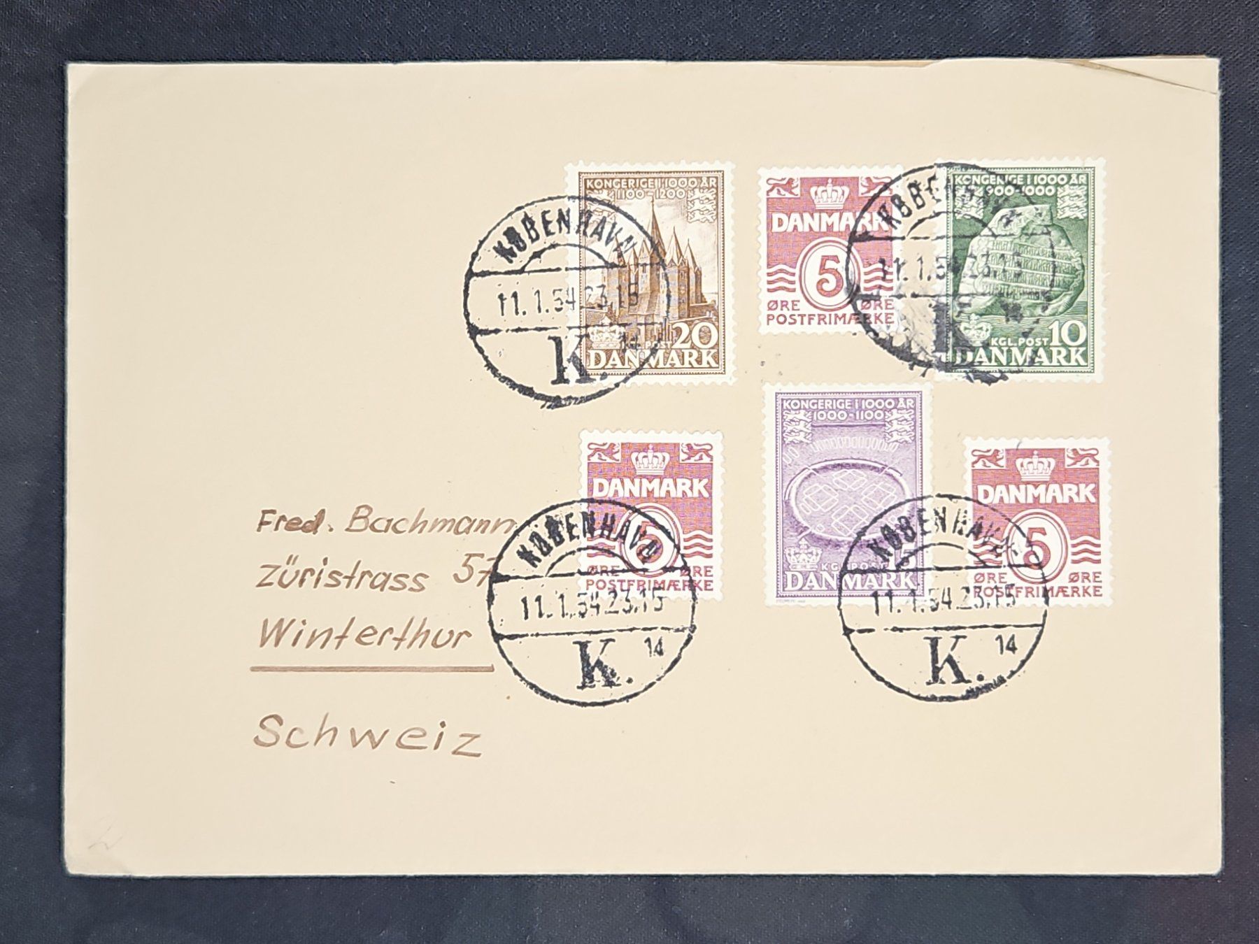 Tutti i francobolli: CL25 Enveloppe + Timbre Danemark 1954 – Usato da Cousset venduto da Patrick_Collections