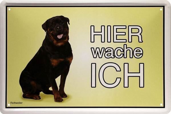 Insegne: Blechschild-ROTTWEILER-HIER WACHE ICH – Nuovo e nell'imballaggio originale da Rupperswil venduto da big-one-sale