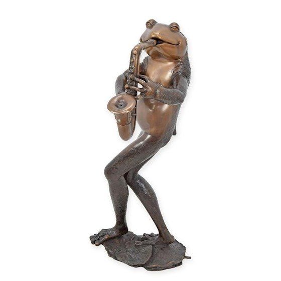 Top Collection Feengarten-Figur 'Frosch Spielt Fiddle Auf Pilz' – Handbemalt, 8,9 Cm