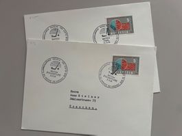 1961 Eishockey WM Geneve Eröff-+ Final 2 Briefe mit Nr. 375