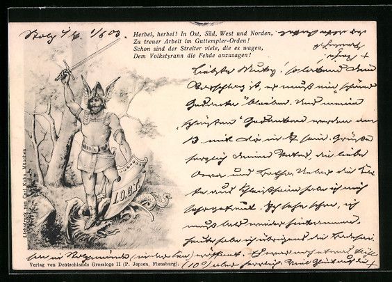 Cartoline postali: Guttempler mit Schild, Rüstung und erho – Usato da Berlin venduto da bartko-reher
