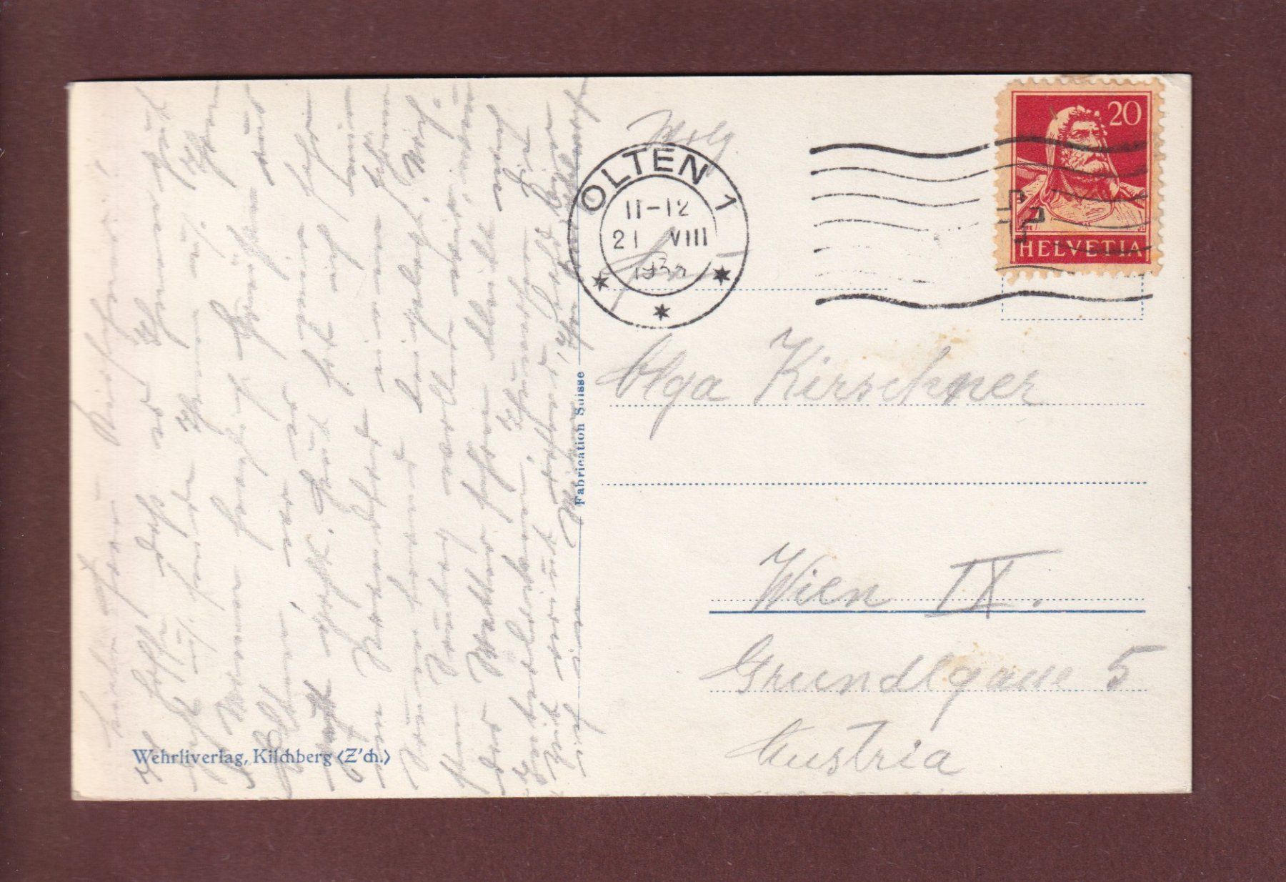 Cartoline postali: OLTEN und die Aarbrücke - 1933 – Usato da Pully venduto da nicecards 1