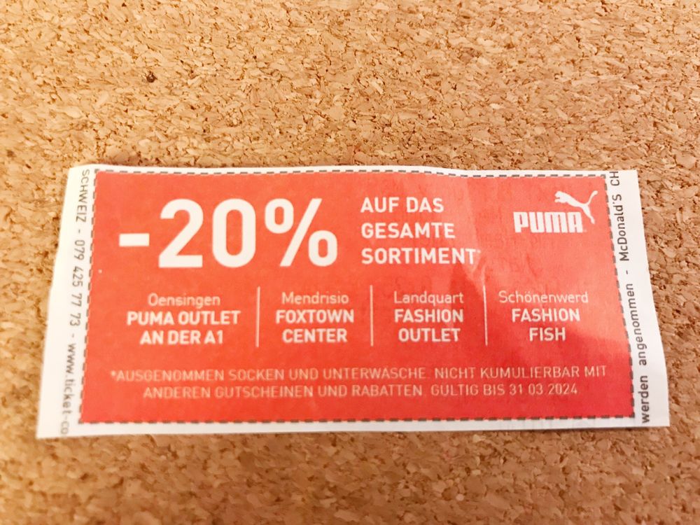 Puma outlet in store store coupon