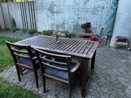 Gartentisch mit 4 Stühlen Holz gebraucht