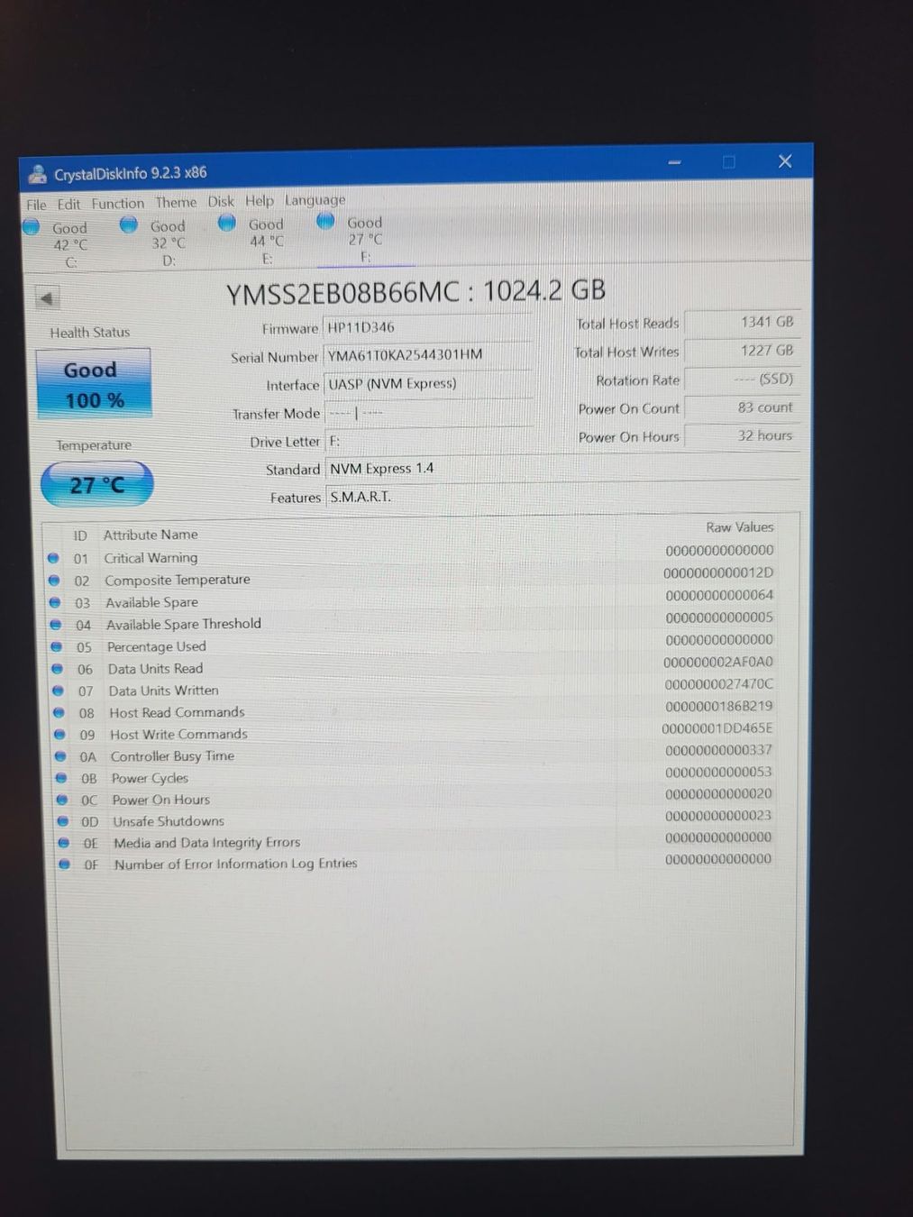 Harddisks: Laptop 1TB SSD m.2 NVME – Gebraucht aus Unterengstringen von CyberCore 1
