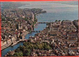 ZÜRICH Flugaufnahme - Limmat, Altstadt und See