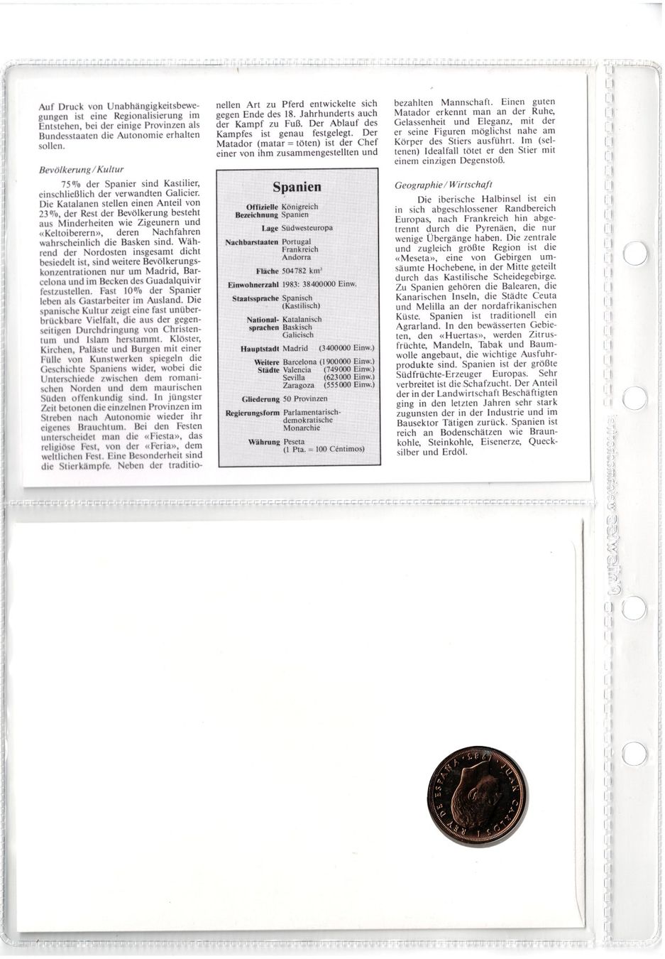 Tutti le monete: Spanien_1984_Münzbrief mit Beschreibung – Usato da Hombrechtikon venduto da Fraese01 3