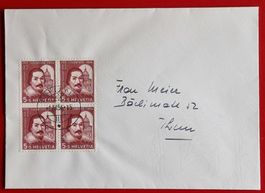 PRO JUVENTUTE 163 CARLO MADERNO VIERERBLOCK THUN FDC 1956
