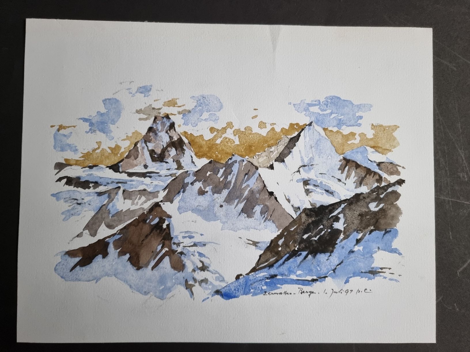 Dipinti: ZERMATTERBERGE AQUARELL SIGNIERT DATIERT – Usato da Gersau venduto da grafik-kunst 2