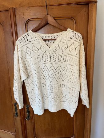 Feiner Strickpullover creme 100% Baumwolle