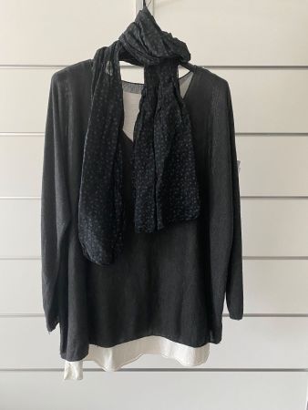 Langarmshirt/Top/Schal - Anthrazit - 36/38