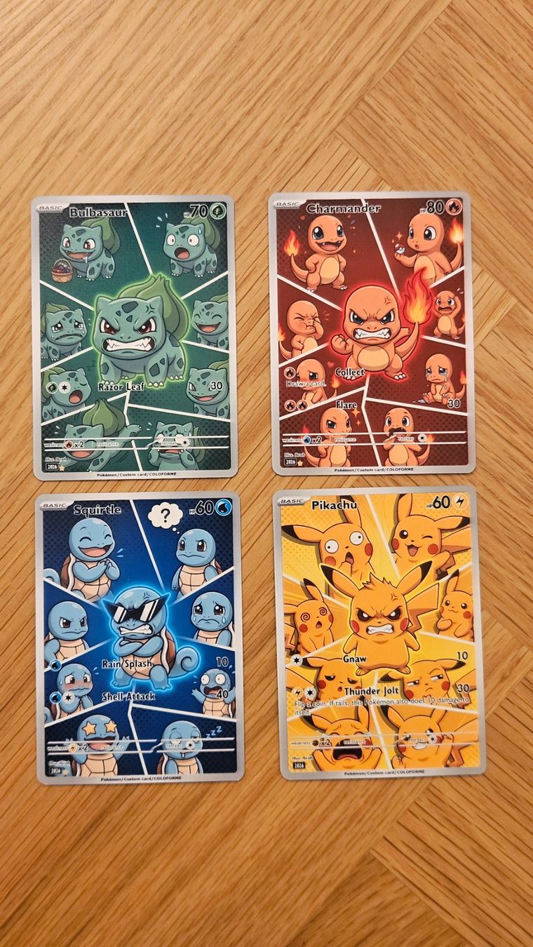 Pokémon Carte collezionabili: Pikachu Bulbasaur Charmander Squirtle custom card – Nuovo (secondo la descrizione) da Yverdon-les-Bains venduto da sen_dh25