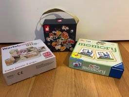 Spieleset (Würfelpuzzle, Memory,  Magnete) ab 2 Jahren