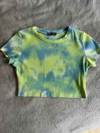 Shein T-shirt Tie-Dye vert/bleu, taille M - parfait été!