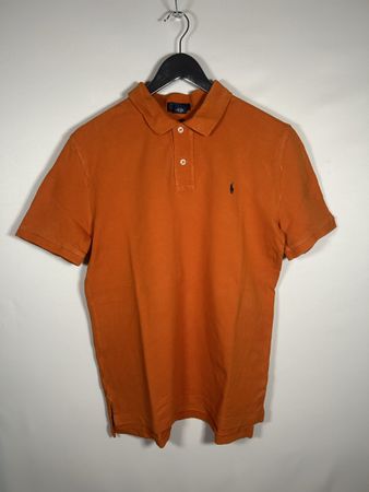 Polo Ralph Lauren orange logo brodé bleu marine - M