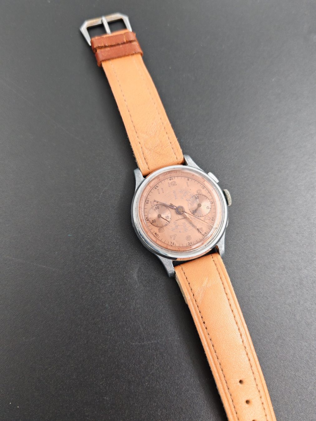 Orologi: NO NAME CHRONO (Defekt, salmon dial) – Usato da Otelfingen venduto da Yossi-68 1