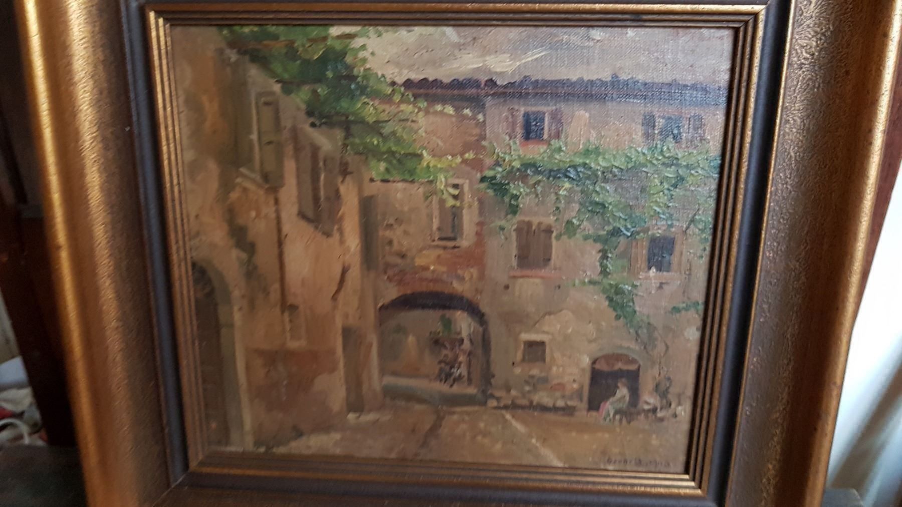 Dipinti: beau tableau intérieur de village animé – Usato da Lausanne venduto da leneko 1