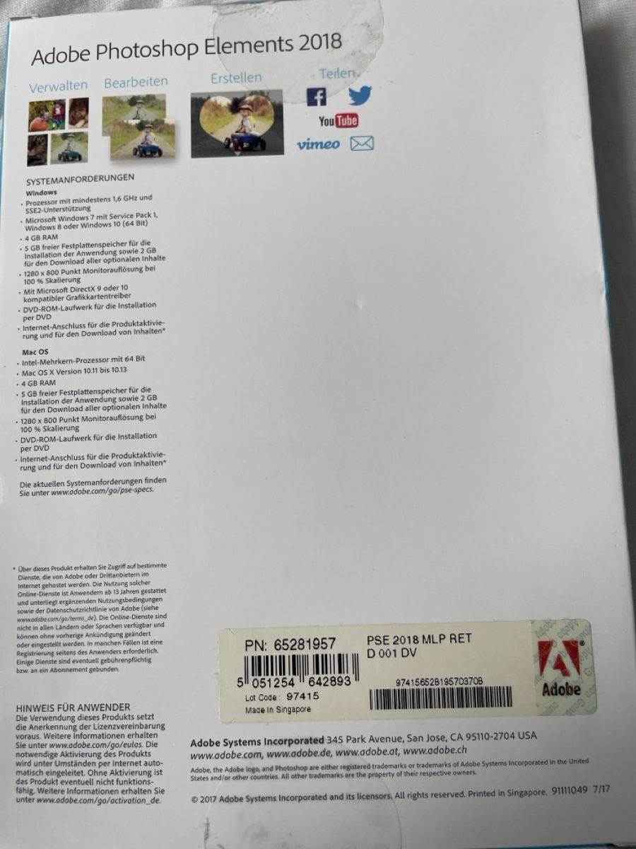 Adobe Software: Adobe Photoshop Elements 2018 – Neu und originalverpackt aus Uster von thabee 1