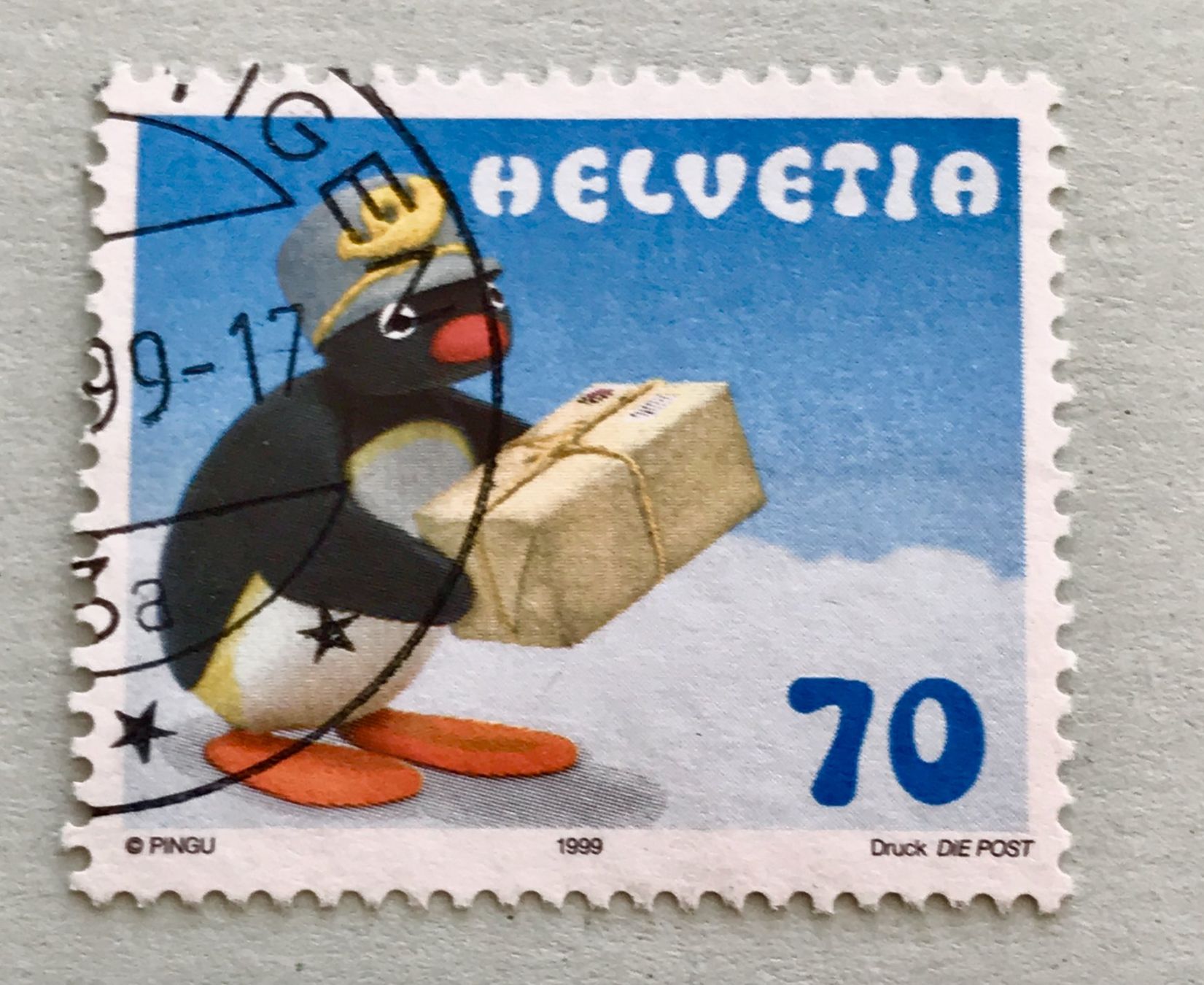 Alle Briefmarken: Nr.987 mit Stempel Klein Pingu als Postbote 1999 – Gebraucht aus Aarau von Billa007
