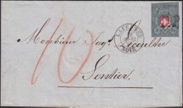 15II (Rayon I) auf Brief von Lausanne - mit P.P. entwertet