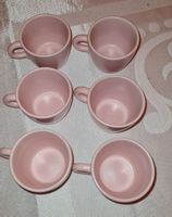 6 Espressotassen mit Unterteller rosa Keramik 