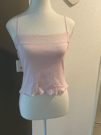 Damen Top rosa gerippt von Icone Gr.  S