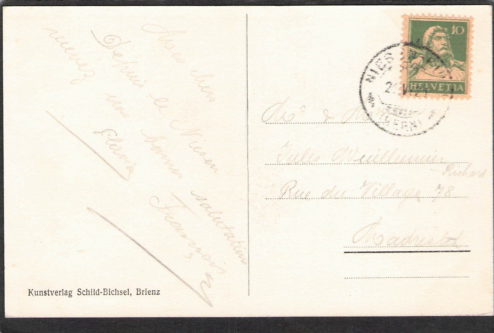 Cartoline postali: ,Niesenbahn,Blümlisalp , 1921 – Usato da Reichenburg venduto da ibiza18 1