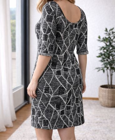Damen Kleid M 38 40 Schwarz Weiß warm Winter Business 4000
