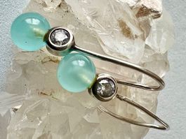 925 Silber Ohrringe Chalcedon & Zirkonia modern