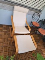 Sessel Poäng inkl. Hocker mit cremeweissem Bezug 