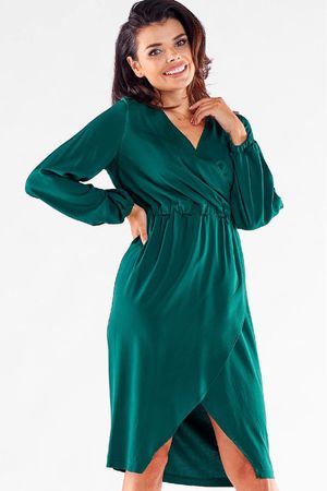 Elegantes, smaragdgrünes Wickelkleid -  Gr. XL/42