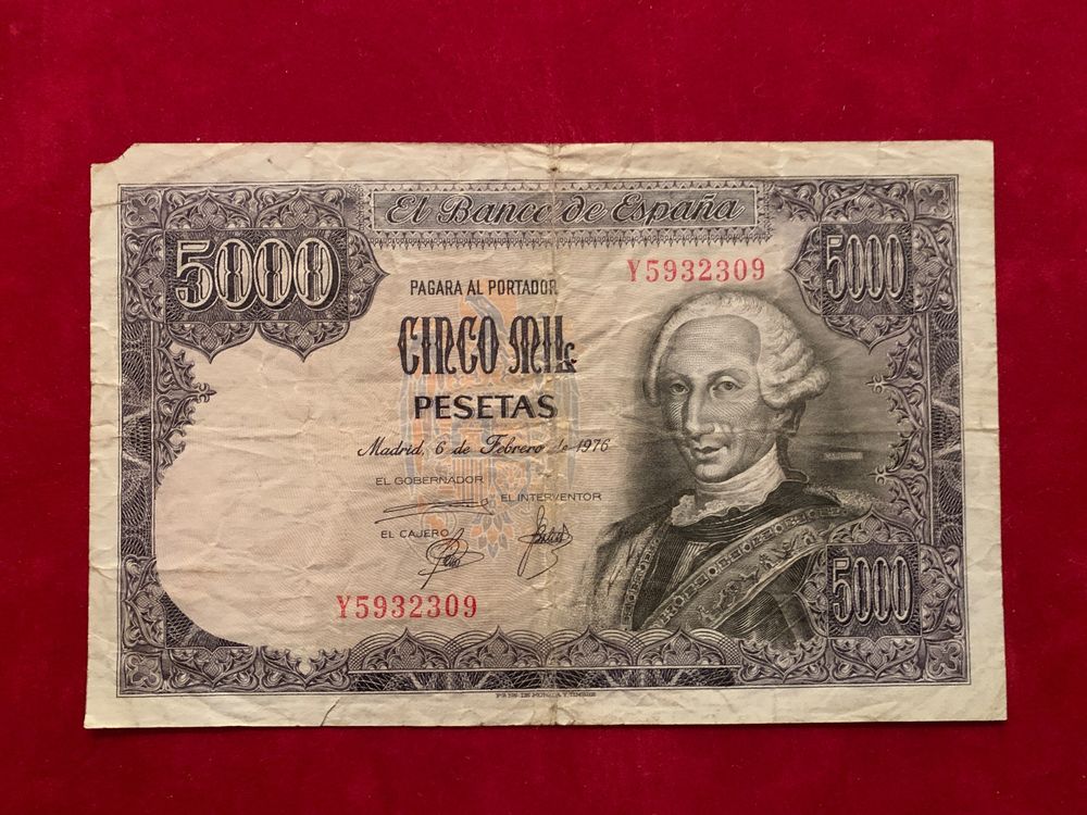 ESPAGNE - Cinco Mil Pesetas 6 Febrero 1976 CARLOS III (Gebraucht) in Le ...